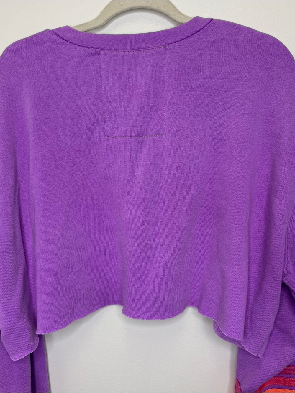 Aviator Nation Rugby Stitch Cropped Crewneck Sweatshirt Neon Purple Large - Picture 12 of 12